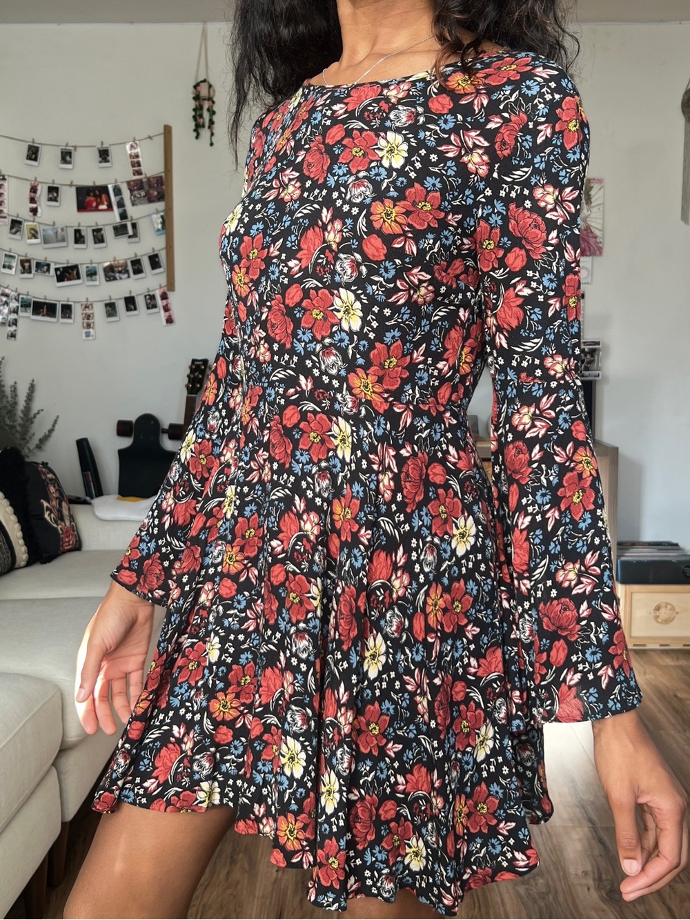 American Eagle Boho Floral Bell Sleeve Dress